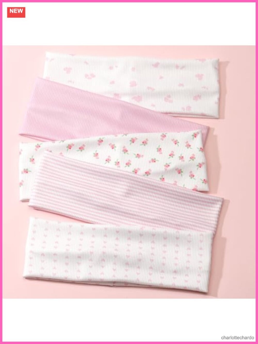 5 Pack Non Slip Stretchy Fabric Headbands Soft Cotton-Polyester Blend